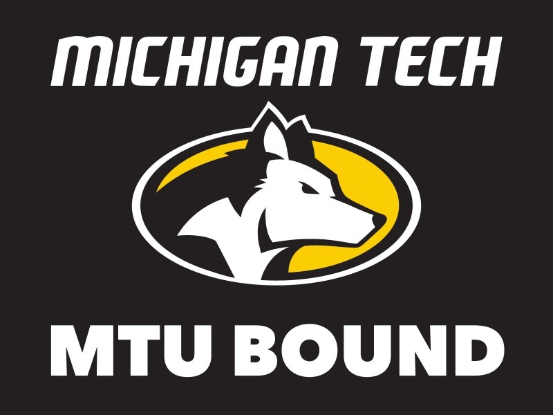Michigan Tech husky logo and MTU Bound white text on a black background.